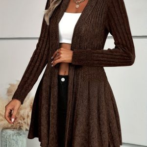 Women's Casual Winter Plain Wool/Knitting Cardigan, JustFashionNow Cardigans, color:Brown|size:XL,