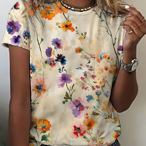 Vintage Heart/Cordate Crew Neck Short Sleeve T-shirt, T-shirts, color:As Picture|size:5XL, catalog Noracora shop