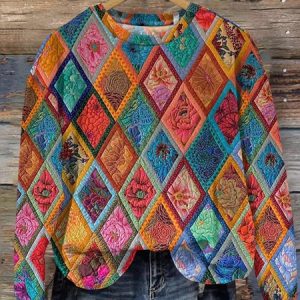 Casual Hoodie Geometric Colorful Pattern Sweatshirt, Hoodies & Sweatshirts, color:Blue|size:5XL, catalog Noracora shop