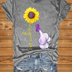 Women's Elephant I Will Remember For You Sunflower Alzheimer Print T-shirt, T-shirts, Lilicloth.com