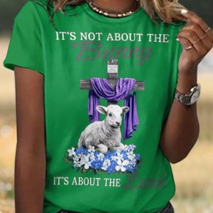 Casual Easter Floral Crew Neck Short Sleeve T-shirt, T-shirts, color:Green|size:4XL, catalog Noracora shop