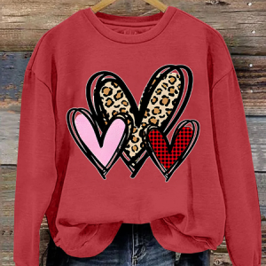 3 Doodle Heart Valentines Casual Sweatshirt, Hoodies&Sweatshirts, Lilicloth.com