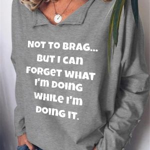 Old Geezer Funny Sayings Print Long Sleeve Lapel Sweatshirt, Hoodies&Sweatshirts, Lilicloth.com