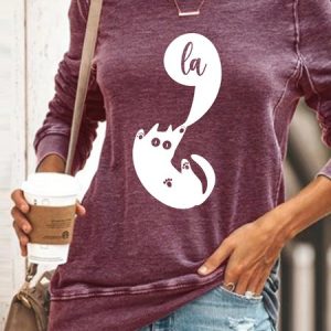 Kamala Comma La Cat Casual Sweatshirt, Hoodies&Sweatshirts, Lilicloth.com