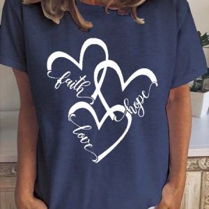 Faith Love Hope Heart Women's Short Sleeve T-shirt, T-shirts, Lilicloth.com