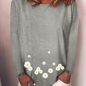 Sunflower Casual Letter Long Sleeve T-shirt, Long sleeves, Lilicloth.com