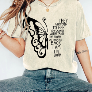 Women's Butterfly Letters Vintage Distressed Shirt, T-shirts, Lilicloth.com