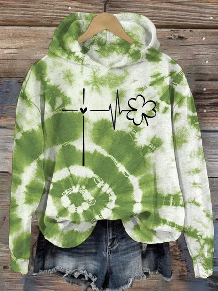 Women's Shamrock Spring/Fall Printing Long Sleeve Casual Daily Hoodie, JustFashionNow Sweatshirts & Hoodies, color:Green|size:5XL,