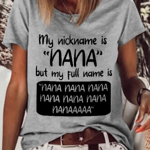 Women's Gift for Nana My Nickname Is Nana but My Full Name Is Nana Nana Cotton-Blend T-Shirt, T-shirts, Lilicloth.com