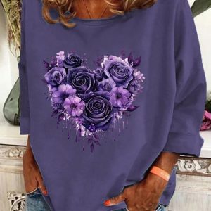 Gothic Floral Heart Casual Sweatshirt, Hoodies&Sweatshirts, Lilicloth.com