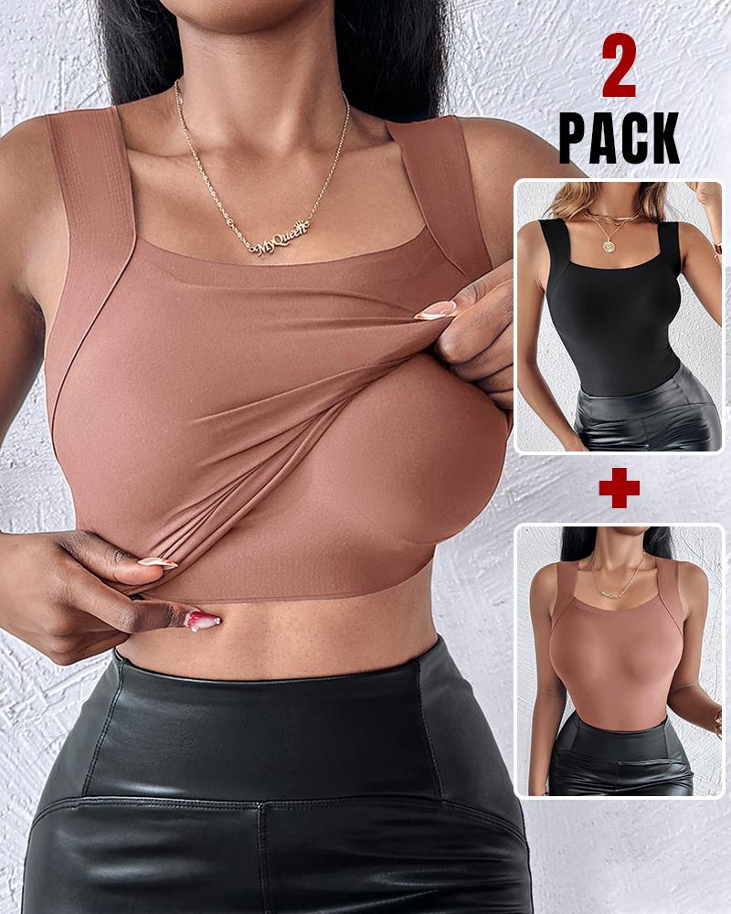 ChicMe ContourX 2 Piece U Neck Shapewear Built-in Bra Tank High Strechy Sleeveless Slim Fit Tops Camisole, women Tanks & Crop Tops, ChicMe catalog - Image 8