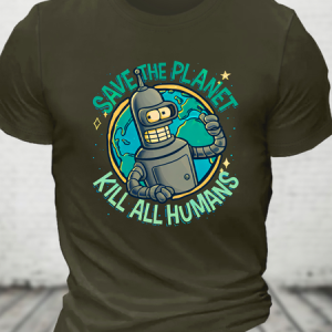 Save The Planet Killall Humans Cotton T-Shirt, T-shirts, Lilicloth.com