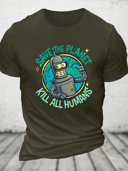 Save The Planet Killall Humans Cotton T-Shirt, T-shirts, Lilicloth.com