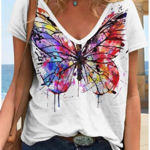 Women's Simple Butterfly T-Shirt, T-shirts, Lilicloth.com