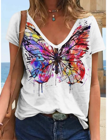 Women's Simple Butterfly T-Shirt, T-shirts, Lilicloth.com