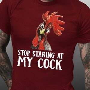 Stop Staring At My Cock Chicken Funny Men's Casual Short Sleeve T-Shirt, T-shirts, Lilicloth.com