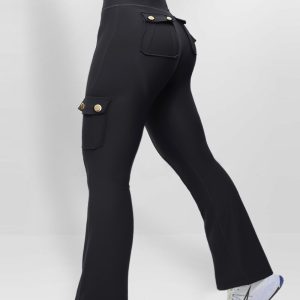Butt Lifting Leggings High Waist Tummy Control Flared Active Pants with Flap Pockets, women Active Pants, ChicMe catalog
