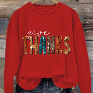 Women's Thanksgiving Printed Casual Long Sleeve Sweatshirt, Hoodies&Sweatshirts, Lilicloth.com