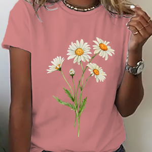 Daisy April Birth Flower Cotton T-Shirt, T-shirts, Lilicloth.com