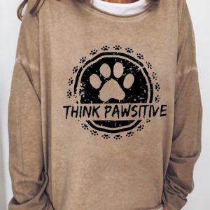 Think Pawsitive Dog Paw Print Sweatshirt, Hoodies&Sweatshirts, Lilicloth.com