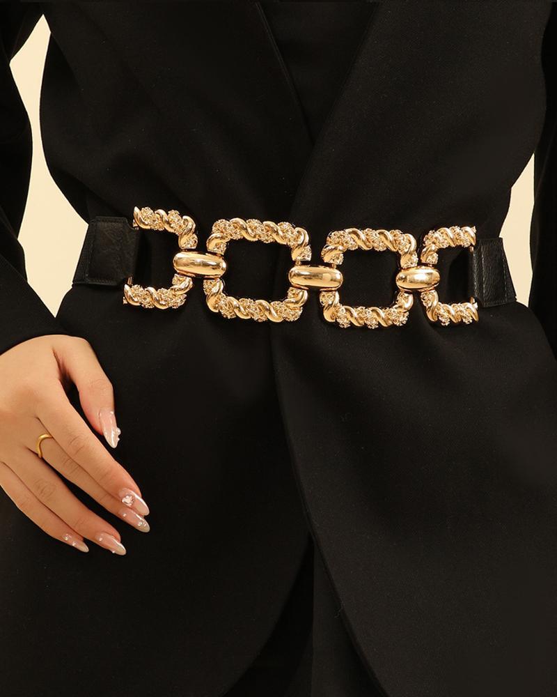 Chain Decor Buttoned Waist Belt Fashion Elastic Stretch Dress Belt Waistband, women Belts, ChicMe catalog