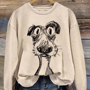 Cute puppy retro dog Casual Cotton Sweatshirt, Hoodies&Sweatshirts, Lilicloth.com