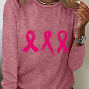 Cancer Awareness Ribbon Casual Long Sleeve Shirt, Long sleeves, Lilicloth.com