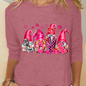 Love Gnomies Valentine's Day Casual Long Sleeve Shirt, Long sleeves, Lilicloth.com