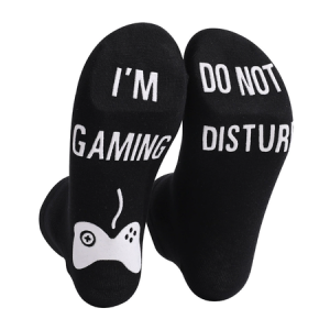 Game slogan: Men's and women's mid length socks, JustFashionNow Socks, color:Black|size:One-size,