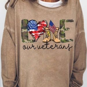 Women's Love Our Veterans US Military Gifts Casual Letters Sweatshirt, Hoodies&Sweatshirts, Lilicloth.com