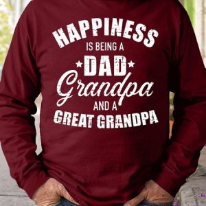 Mens Happiness is being a dad, grandpa and great grandpa Crew Neck Sweatshirt, Hoodies&Sweatshirts, Lilicloth.com