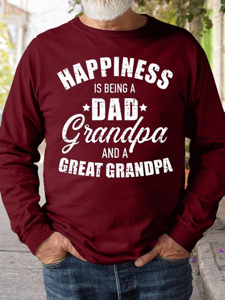 Mens Happiness is being a dad, grandpa and great grandpa Crew Neck Sweatshirt, Hoodies&Sweatshirts, Lilicloth.com