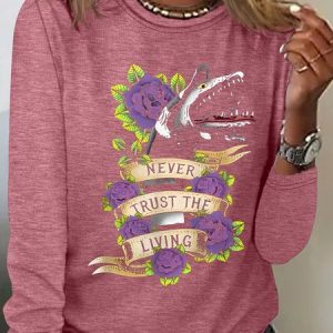 Vintage Never Trust The Living Sandworm Tattoo Casual Long Sleeve Shirt, Long sleeves, Lilicloth.com