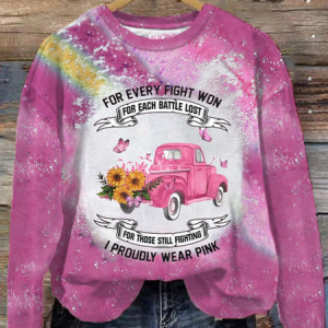 Women's I Proudly Wear Pink Breast Cancer Awareness Printed Sweatshirt, Hoodies&Sweatshirts, Lilicloth.com