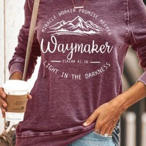 Womens Inspirational Quote Christian Waymaker Isaiah 42:16 Crew Neck Sweatshirt, Hoodies&Sweatshirts, Lilicloth.com