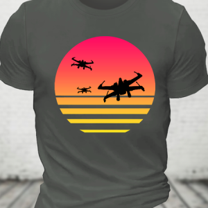 Sunset X-Wing Starfighter Cotton T-Shirt, T-shirts, Lilicloth.com