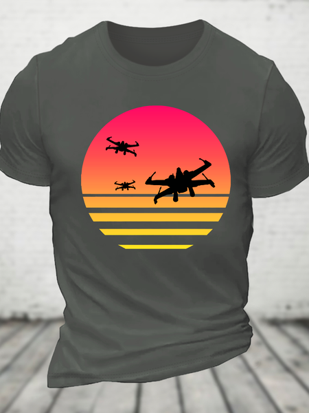 Sunset X-Wing Starfighter Cotton T-Shirt, T-shirts, Lilicloth.com