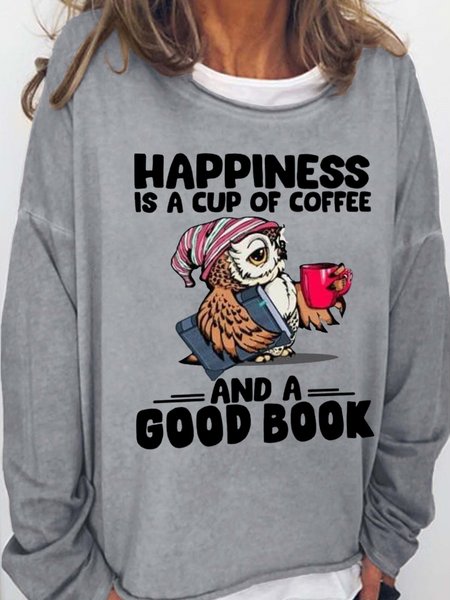 Happiness Is A Cup Of Coffee And A Good Book Women's Sweatshirt, Hoodies&Sweatshirts, Lilicloth.com