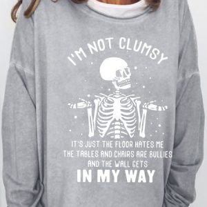 Womens I'm Not Clumsy Crew Neck Letters Casual Sweatshirt, Hoodies&Sweatshirts, Lilicloth.com