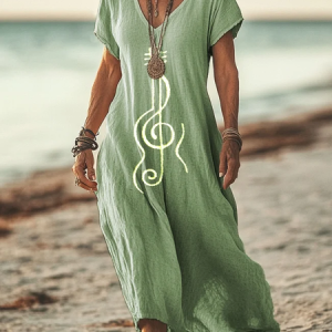 Women's Short Sleeve Summer Printing V Neck Daily Going Out Casual Dress, Dresses, Lilicloth.com
