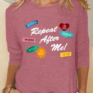 Repeat After Me Casual Long Sleeve Shirt, Long sleeves, Lilicloth.com