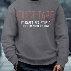 Men Duct Tape Can’t Fix Stupid Regular Fit Casual Text Letters Sweatshirt, Hoodies&Sweatshirts, Lilicloth.com