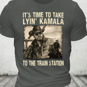 It's Time To Take Lyin' Kamala To The Train Station Cotton T-Shirt, T-shirts, Lilicloth.com