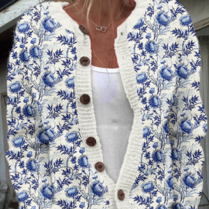 Scottish floral knit sweater cardigan, Cardigans, Lilicloth.com
