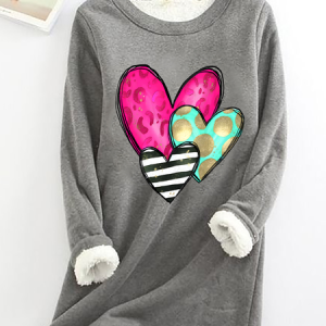 Valentines Day Casual Fluff Fleece Fabric Sweatshirt, Hoodies&Sweatshirts, Lilicloth.com