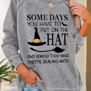 Women's Crew Neck Halloween Casual Spring/Fall Long Sleeve Sweatshirt, JustFashionNow Sweatshirts & Hoodies, color:Light Gray|size:3XL,