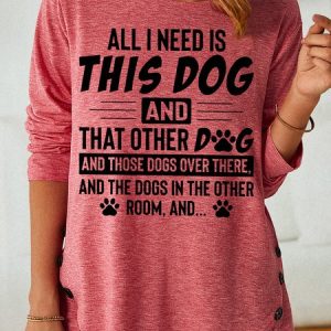 Womens Funny Dog Lover Casual Top, Long sleeves, Lilicloth.com