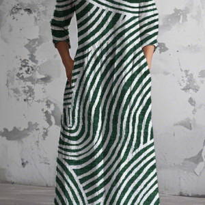 Vintage Art Print Chic V Neck Elegant Midi Dress, Dresses, Lilicloth.com