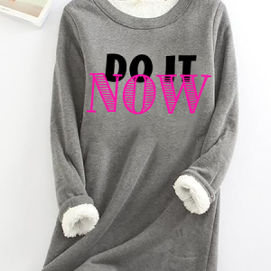 Take Action Now Casual Fluff Fleece Fabric Sweatshirt, Hoodies&Sweatshirts, Lilicloth.com