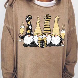 Women's New Year Gnomes Print Casual Sweatshirt, Hoodies&Sweatshirts, Lilicloth.com
